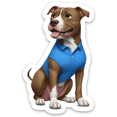 pitbull dog wearing a blue polo barking  sticker