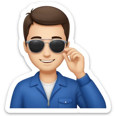 A guys taking of his sun glasses sticker