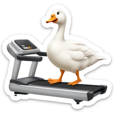 Goose walking on a treadmill sticker