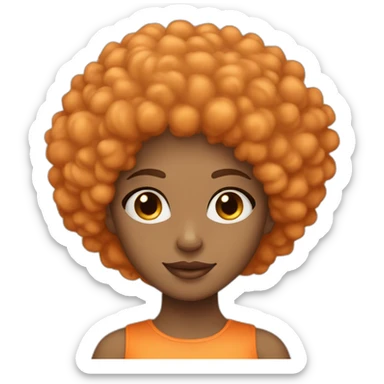 Light skin girl afro orange with heart shaped hands sticker