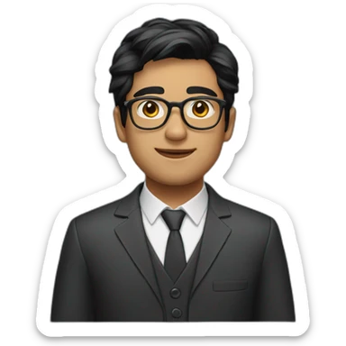 Ashok + black hair + spectacles sticker