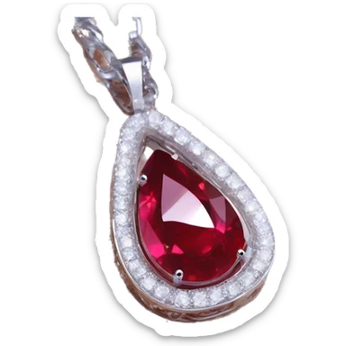 big ruby on a necklace tear closeup chain laid big emoji necklace moving silver chain  sticker