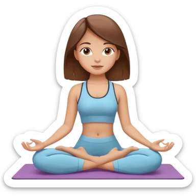 A white girl with brown hair who works remotely and enjoys yoga sticker