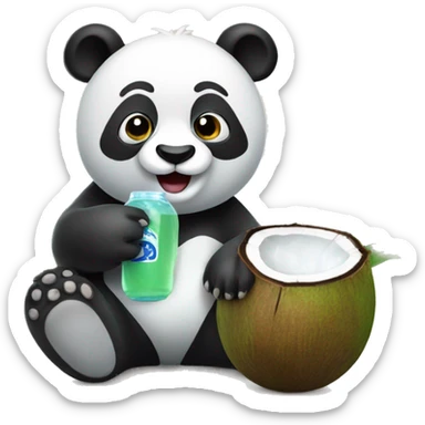 Panda with coconut water sticker