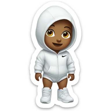 Baby wearing a Nike jumpsuit sticker