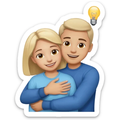 Texte ´Gros câlin’, en dessous un homme fait un câlin à sa sœur.  sticker