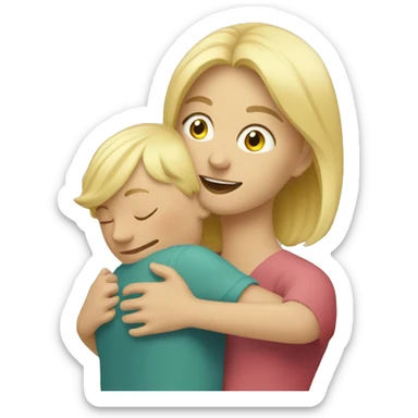 blonde woman hugging child sticker