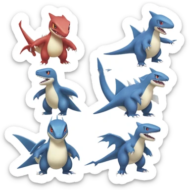 Latios-Sharpedo-Charmeleon-Gible-Gabite-Larvitar-Fakémon Full Body sticker
