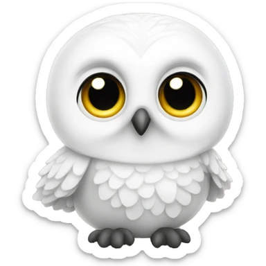 A white round baby owl  sticker