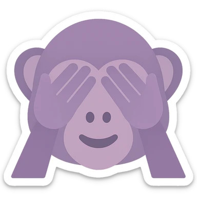 A dull purple Monkey Covering Eyes sticker