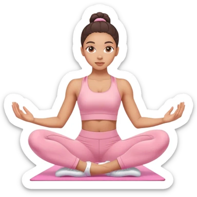 lightskin girl wearing light pink doing pilates sticker