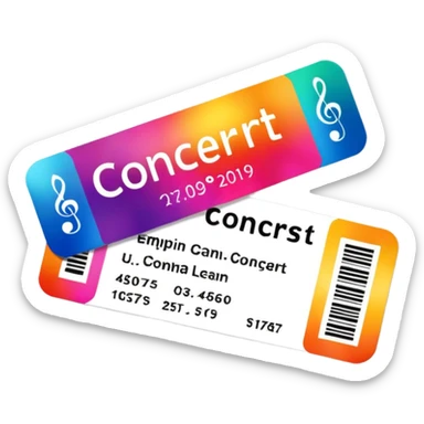 beautiful Concert ticket with the word "CONCERT" inside sticker