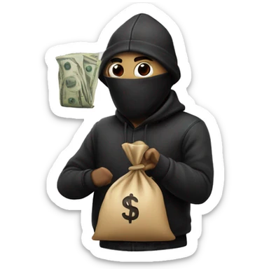 Robber with a money bag sticker