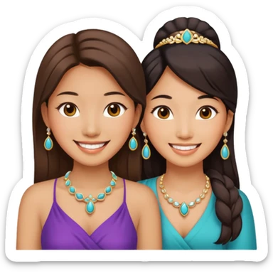 Two different asian women beside each other smiling sticker