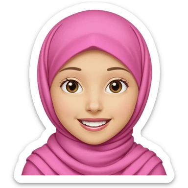 A medium light skin girl with pink hijab smile JANGAN KELIHATAN GIGI sticker