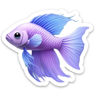 Light purple beta fish with blue ombré find in a fish tank  sticker