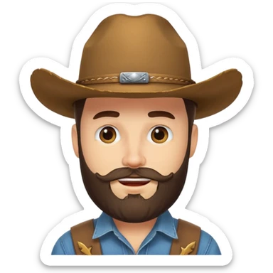 Winking face with a beard wearing a cowboy hat sticker
