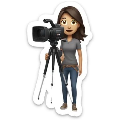 Brunette Woman with video camera sticker