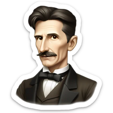 Nikola Tesla with radio signal sticker