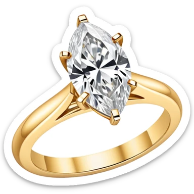 big solitaire marquise diamond gold engagement ring sticker
