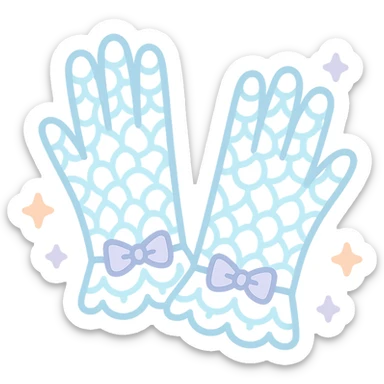 lace gloves in pastel goth style, pastel blue lace, delicate and edgy design sticker
