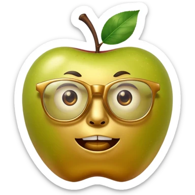 scary golden apple with glasses sticker