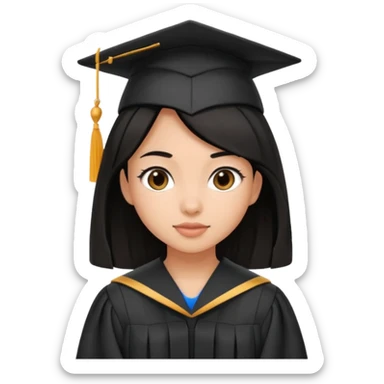 Black hair girl graduated sticker