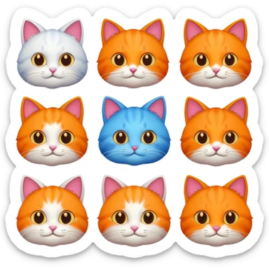 6 different colour cats only 1 orange sticker