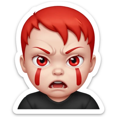 a baby all red red angry face  sticker