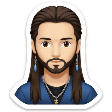 Tom Kaulitz with Dark Brown long hair sticker