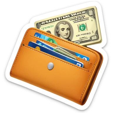wallet with flying money and designer tools, expressive and vibrant sticker