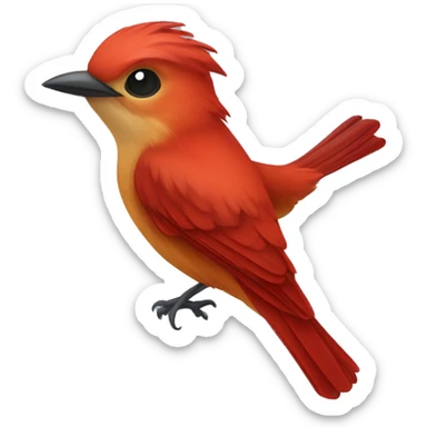 red male flycatcher bird flying sticker