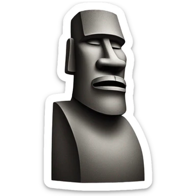 moai statue looking left performing hat tipping gesture sticker
