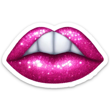 hot pink sparkly kiss sticker