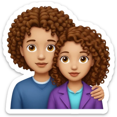 Light skin couple, girl with brown curly hair sticker