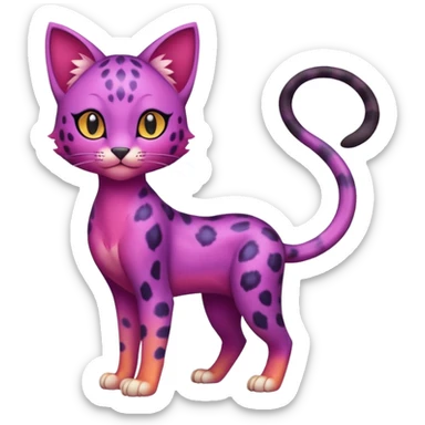 Gradients-colored realistic elegant lanky feminine cute pretty  Liepard-Purrloin-Litten-Sprigatito-Pokémon-fusion-creature (full body) sticker