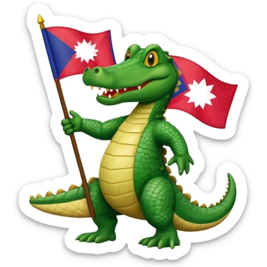 an alligator with the flag of Nepal in his right hand sticker