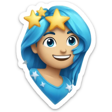 Corazón azul con estrellitas sticker