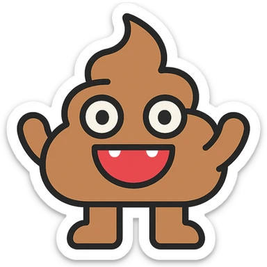 bold lines color outline icon style poop monster sticker