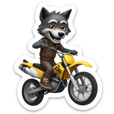 Wolf riding a dirtbike  sticker