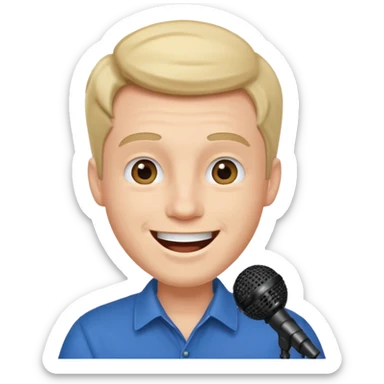 happy man speaks into the microphone sticker