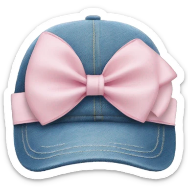 Baseball denim cap with soft pink bow sticker