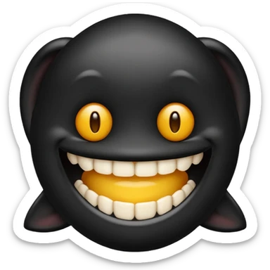 Emoji de pele preta com aparelho dentário bragets com os dentes a mostra bem amarelo sticker