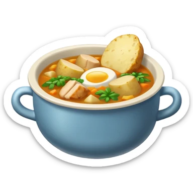 emoji of traditional ajiaco soup with recognizable ingredients, classic emoji style, neutral background sticker