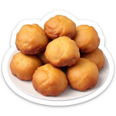 a single Dutch fried dough ball (oliebollen), golden brown, simple, isolated sticker