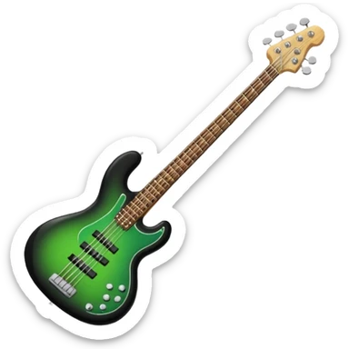 Electric Bass guitar black band green sticker