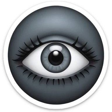 Minimal emoji, gothic futuristic eye, cold grey sclera, the pupil is fully replaced by a solid black number 8 eight, occult cyber aesthetic, sharp clean lines, flat emoji design, centered, transparent background sticker