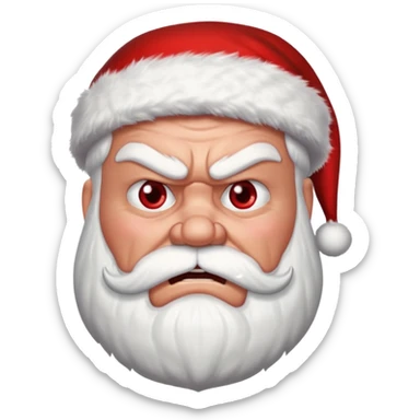 angry santa with furrowed brows sticker