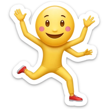 Create an regular circle emoji that has tiny legs at dance weird sticker