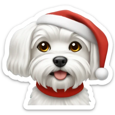 Maltese with Christmas hat  sticker